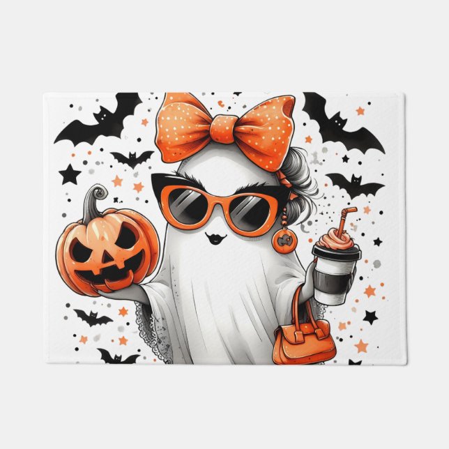 Cute Funny Halloween Ghost Doormat (Front)