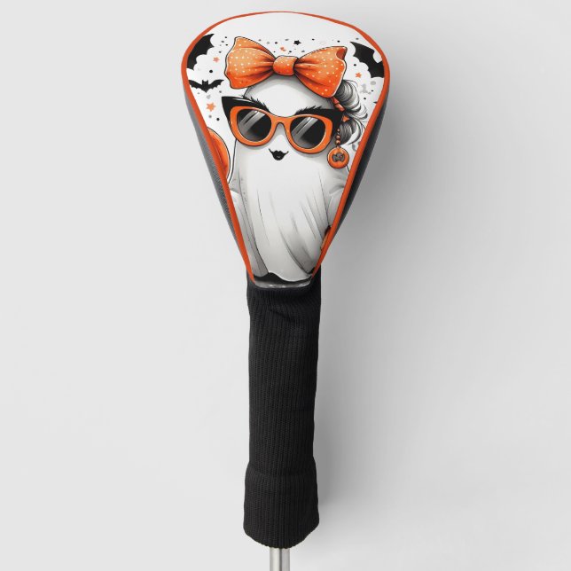 Cute Funny Halloween Ghost Golf Head Cover (Front)
