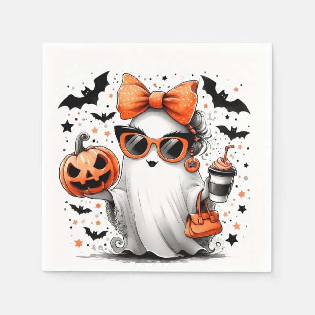 Cute Funny Halloween Ghost Napkin (Front)