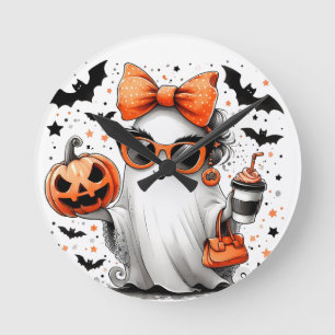 Cute Funny Halloween Ghost Round Clock