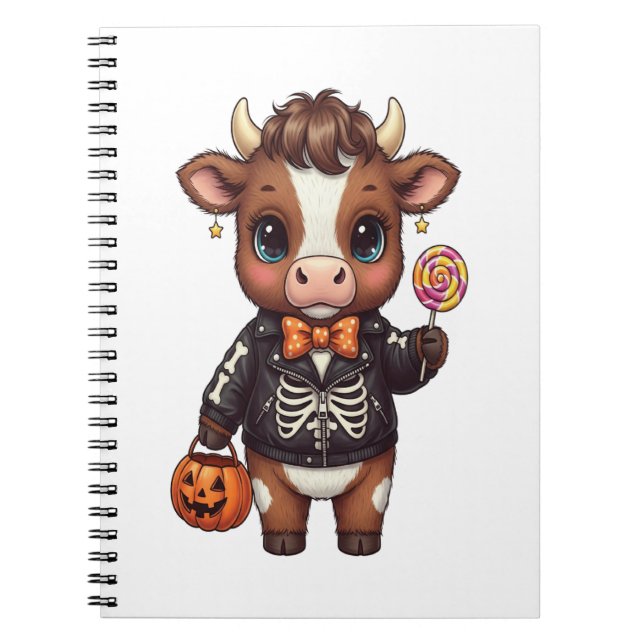 Cute Funny Halloween Highland Cow Notebook (Front)