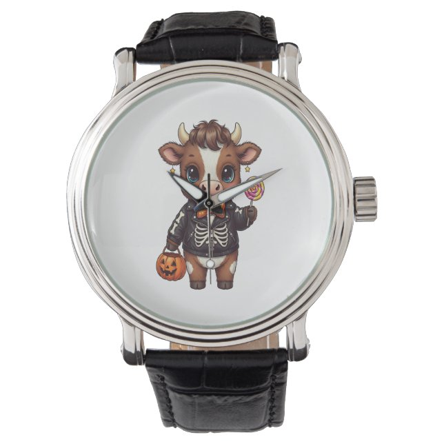 Cute Funny Halloween Highland Cow Watch (Front)