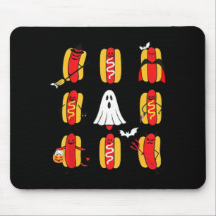 Cute Funny Halloweiners Hot Dog Ghosts Halloween Mouse Pad