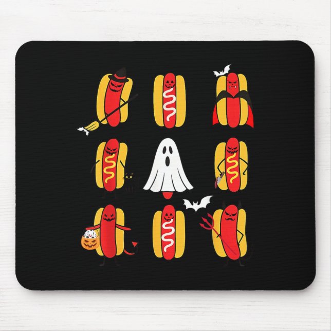 Cute Funny Halloweiners Hot Dog Ghosts Halloween Mouse Pad (Front)