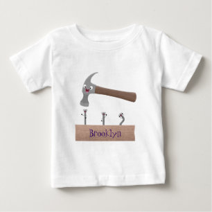 Cute, funny hammer and nails cartoon illustration baby T-Shirt