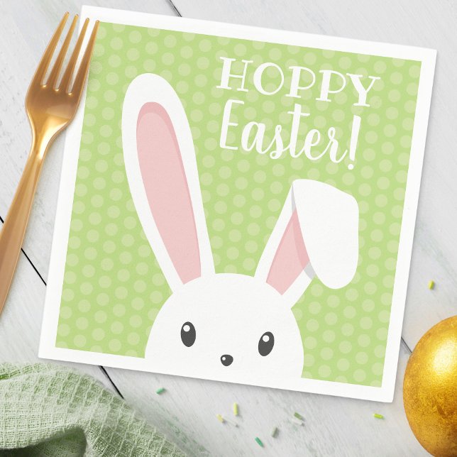 Cute Funny Happy Easter Bunny Green Spring Party Napkin (Creator Uploaded)