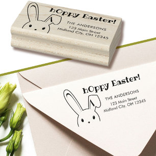 Cute funny Happy Easter Bunny Name Address Rubber Stamp