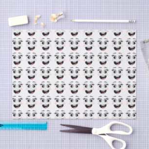 cute funny happy faces pattern black and white tissue paper