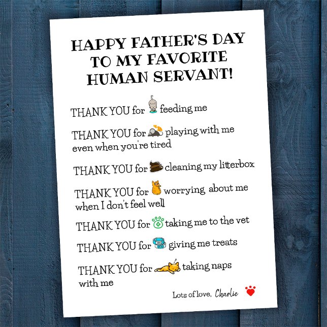 Cute Funny Happy Father's Day Card From The Cat (Creator Uploaded)