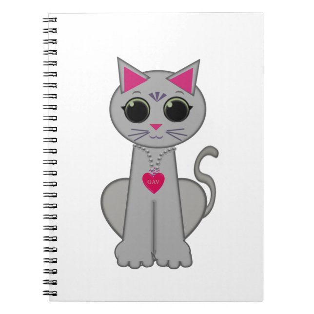 Cute Funny Happy Gray Cat Notebook (Front)