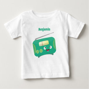 Cute funny happy retro radio cartoon  baby T-Shirt