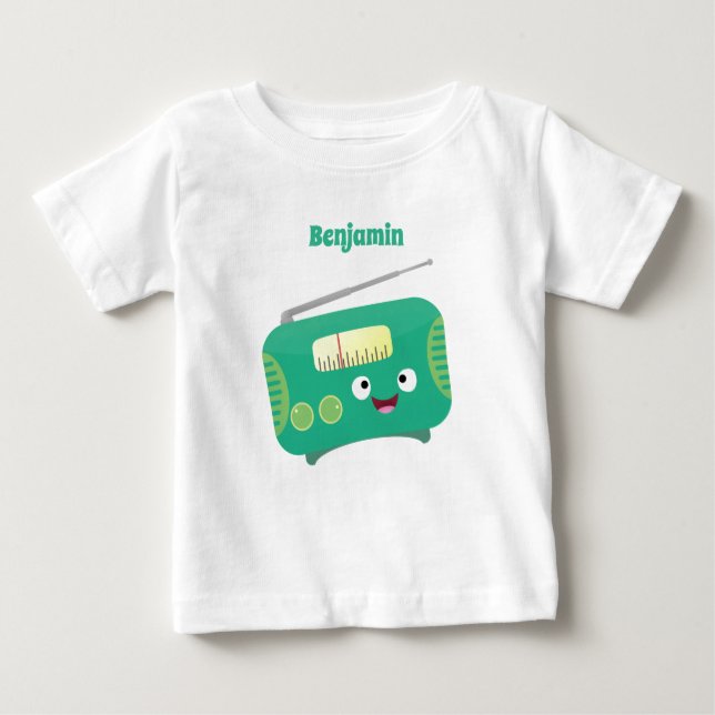 Cute funny happy retro radio cartoon  baby T-Shirt (Front)