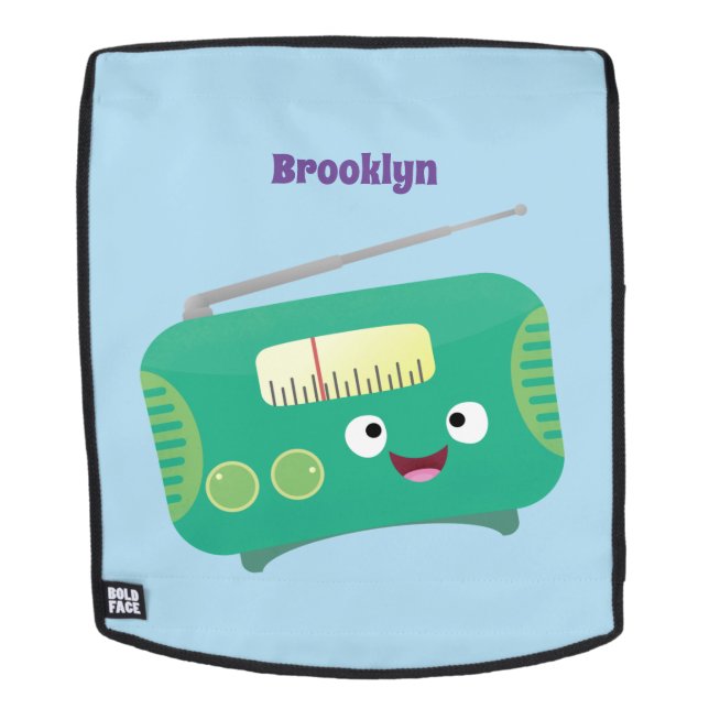 Cute funny happy retro radio cartoon backpack (Removable Face)