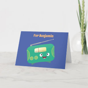 Cute funny happy retro radio cartoon  card