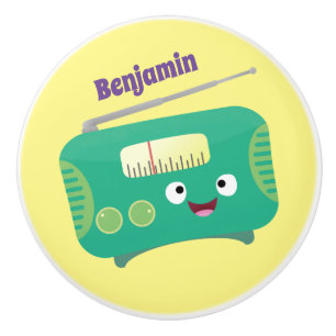 Cute funny happy retro radio cartoon ceramic knob