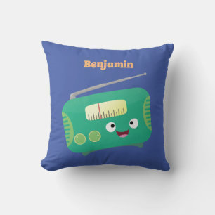 Cute funny happy retro radio cartoon cushion