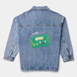 Cute funny happy retro radio cartoon denim jacket