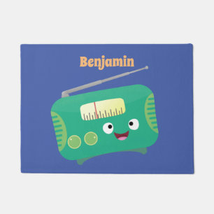 Cute funny happy retro radio cartoon doormat