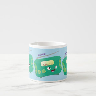 Cute funny happy retro radio cartoon espresso cup