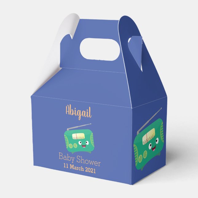 Cute funny happy retro radio cartoon favour box (Front Side)
