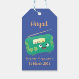 Cute funny happy retro radio cartoon gift tags