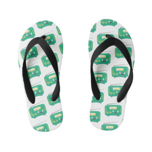 Cute funny happy retro radio cartoon kid's thongs