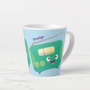 Cute funny happy retro radio cartoon latte mug