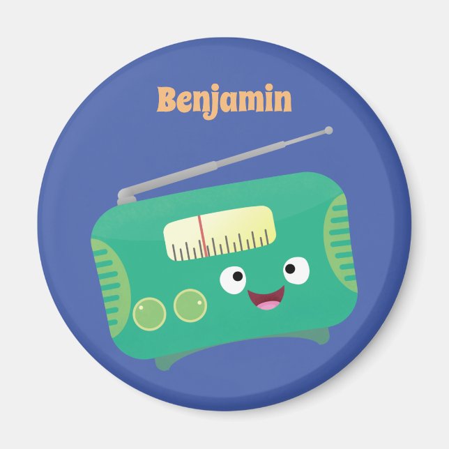 Cute funny happy retro radio cartoon  magnet (Front)