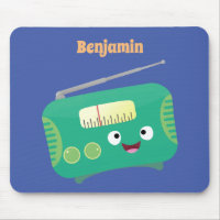 Cute funny happy retro radio cartoon