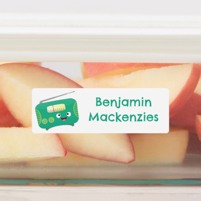 Cute funny happy retro radio cartoon personalised (Affixed)