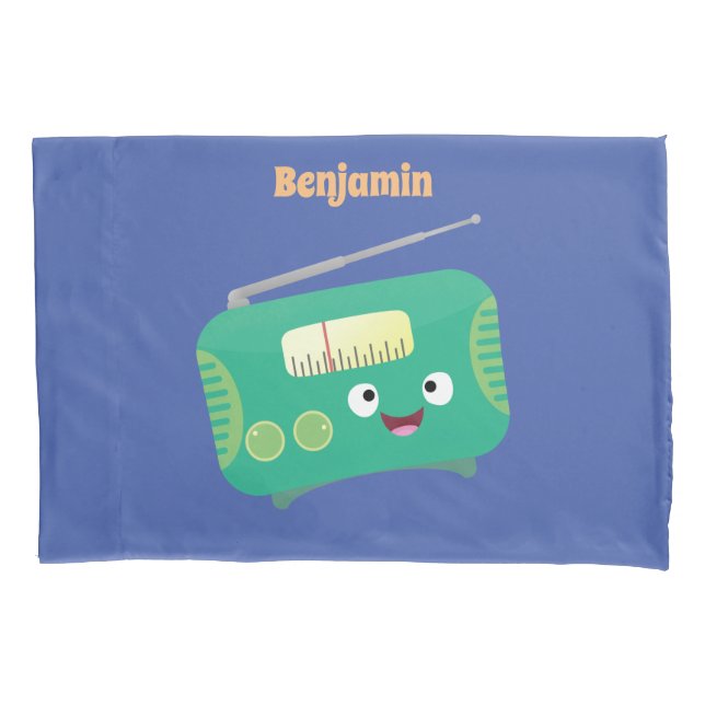 Cute funny happy retro radio cartoon pillowcase (Front)