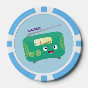 Cute funny happy retro radio cartoon poker chips