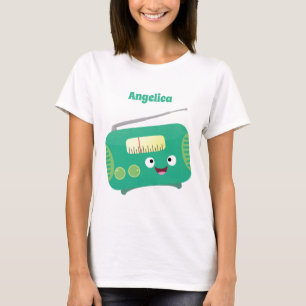 Cute funny happy retro radio cartoon T-Shirt
