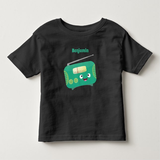 Cute funny happy retro radio cartoon  toddler T-Shirt (Front)