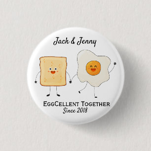 Cute Funny Happy Toast Eggcelent Together      3 Cm Round Badge