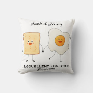 Cute Funny Happy Toast Eggcelent Together Cushion