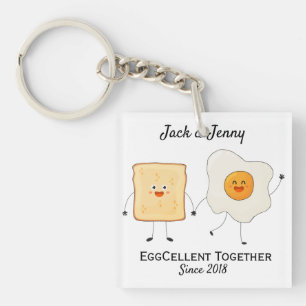 Cute Funny Happy Toast Eggcelent Together      Key Ring