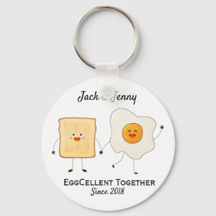 Cute Funny Happy Toast Eggcelent Together     Key Ring