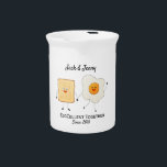 Cute Funny Happy Toast Eggcelent Together     Pitcher<br><div class="desc">Featuring Cute Funny Happy Toast and Egg with word Eggcellent Together that can be personalised with the couple's names. Perfect for Valentine's day,  anniversary,  wedding or any other occasions. Check out other Matching items available in my store! Thank you for the support ❤</div>