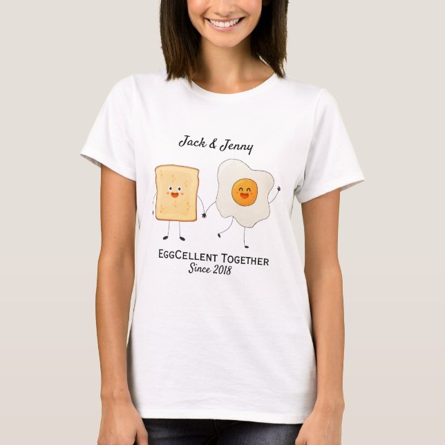 Cute Funny Happy Toast Eggcelent Together    T-Shirt (Front)