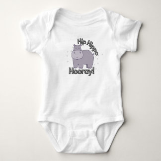 Cute, Funny "Hip Hippo Hooray" Hippopotamus  Baby Bodysuit
