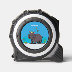Cute funny hippopotamus with bird cartoon 1
