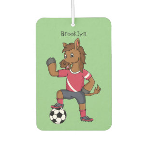 Cute funny horse playing soccer cartoon car air freshener