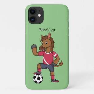 Cute funny horse playing soccer cartoon iPhone 11 case