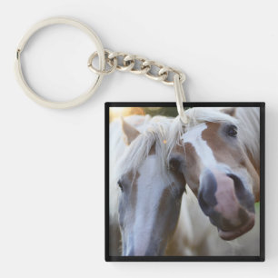 Cute Funny Horses With Black Boarder Key Ring