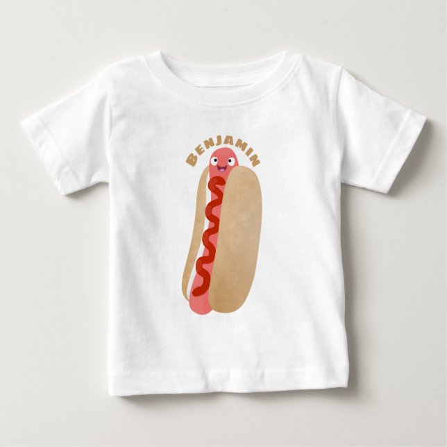 Cute funny hot dog Weiner cartoon  Baby T-Shirt (Front)