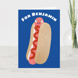 Cute funny hot dog Weiner cartoon  Card
