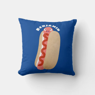 Cute funny hot dog Weiner cartoon Cushion