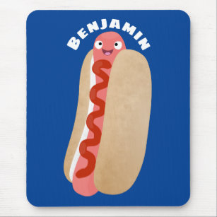 Cute funny hot dog Weiner cartoon Mouse Pad
