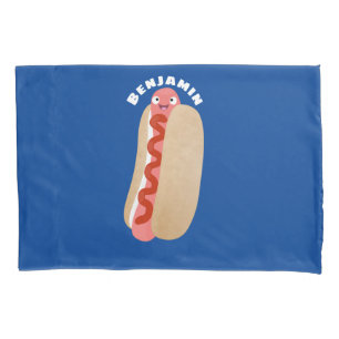 Cute funny hot dog Weiner cartoon Pillowcase